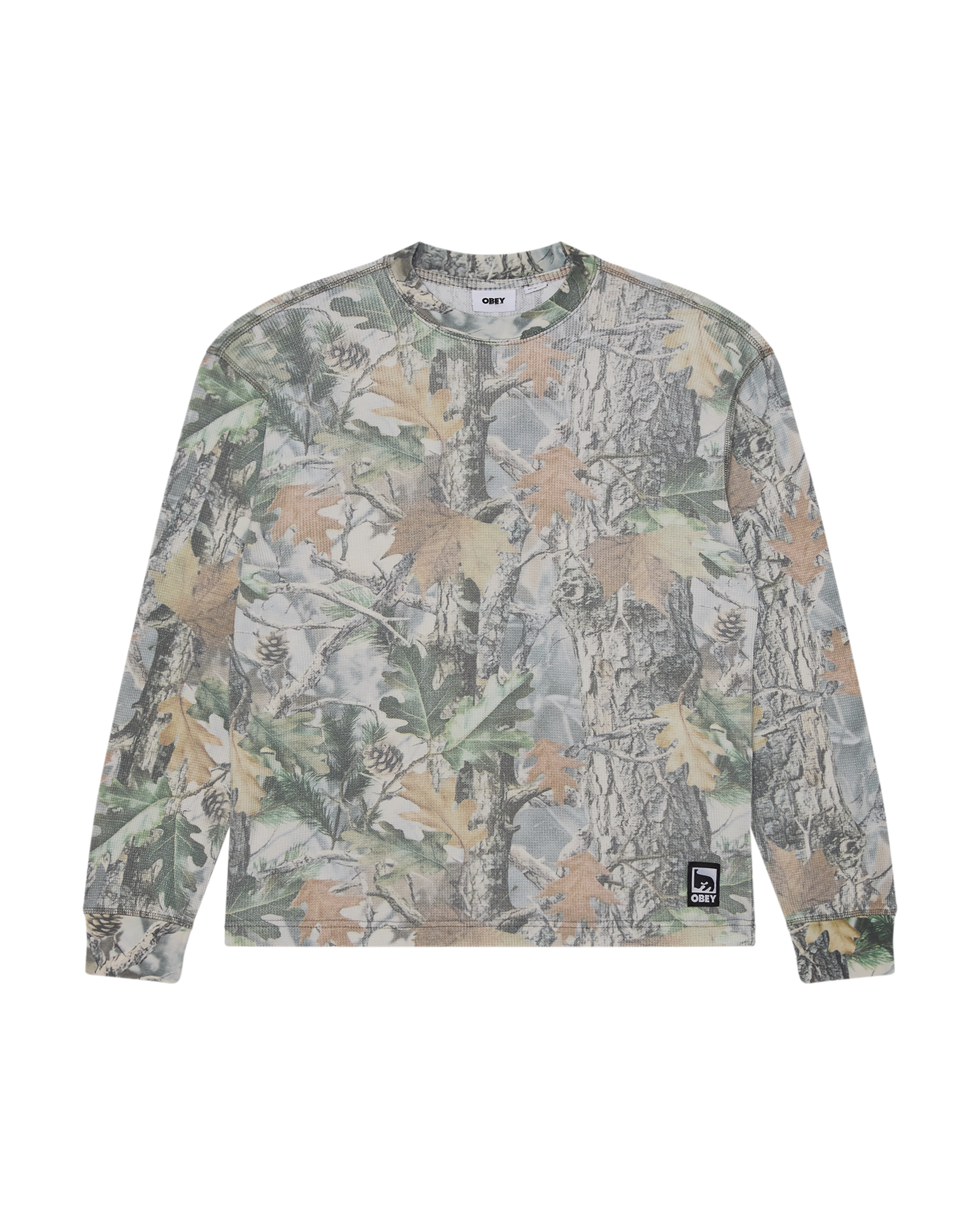 Obey Post Thermal LS Vintage Dusty Vintage Wood Camo Herren Pullover beige